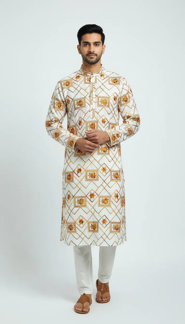 Designer Embroidered Kurta view 2