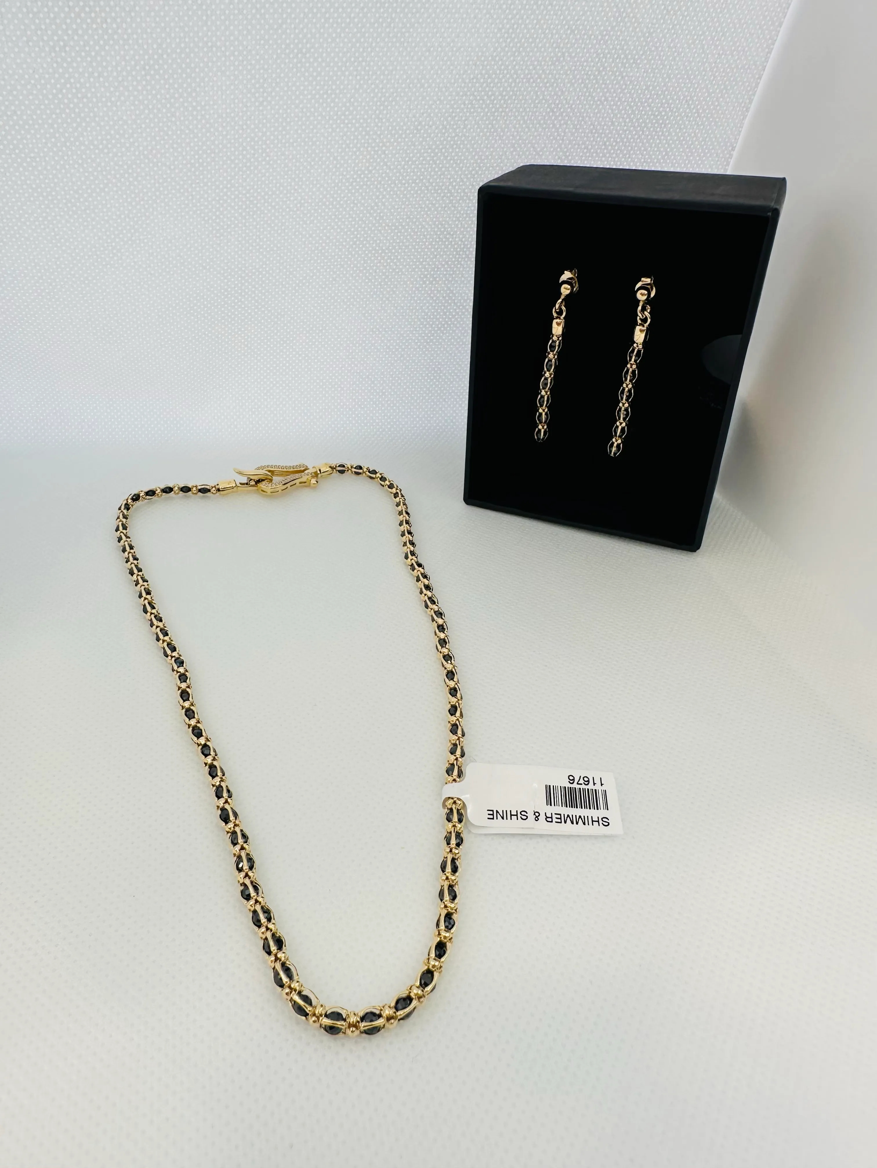 Gold & Black Chain Necklace and Earring Set view 2