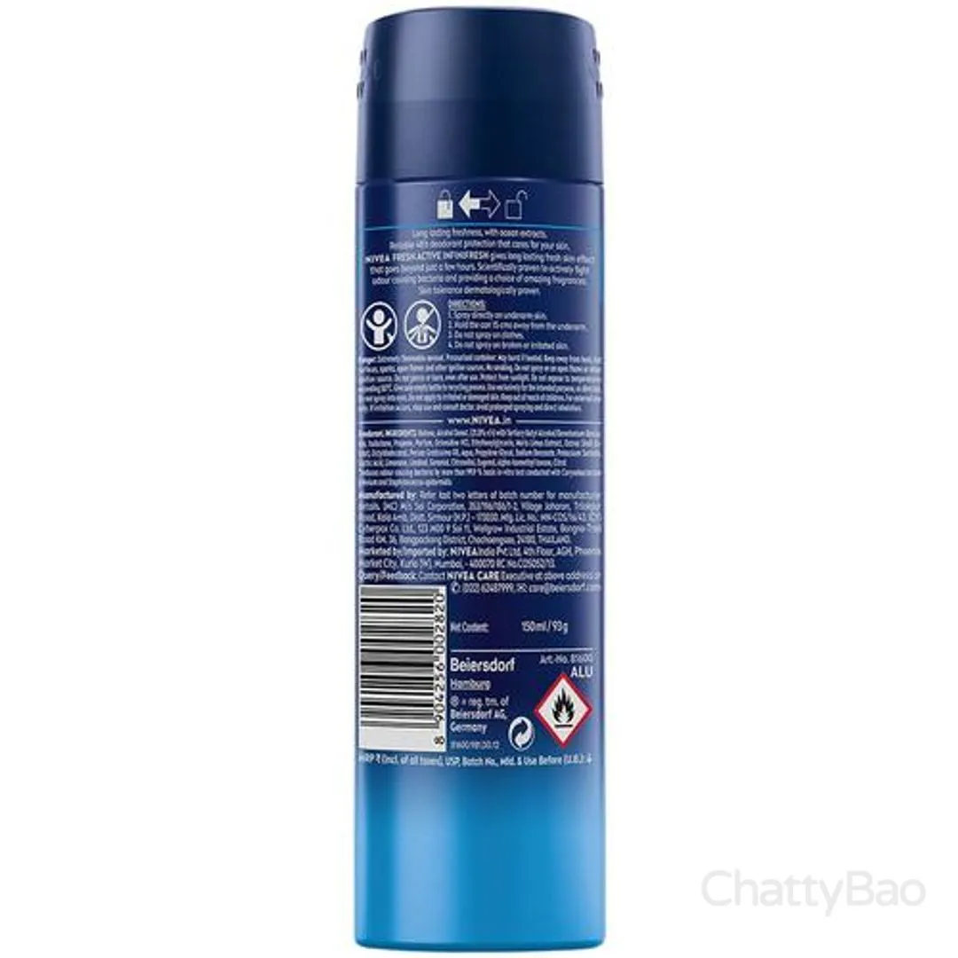 Nivea Men Fresh Active Deodorant - Long Lasting Freshness 150 ml view 2