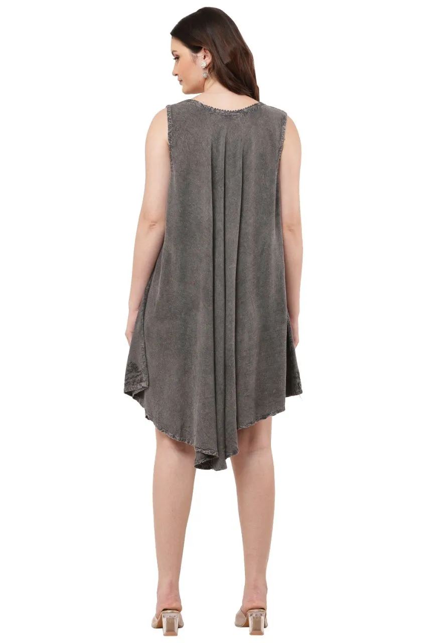 Embroidered Grey Umbrella Dress view 4
