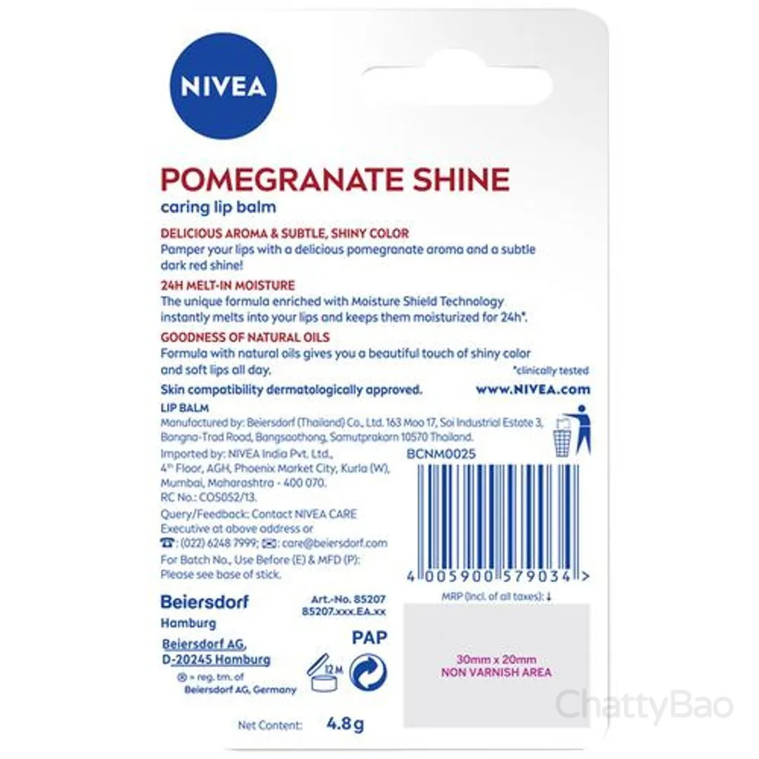 Nivea Lip Balm - Pomegranate Shine 4.8 g view 2