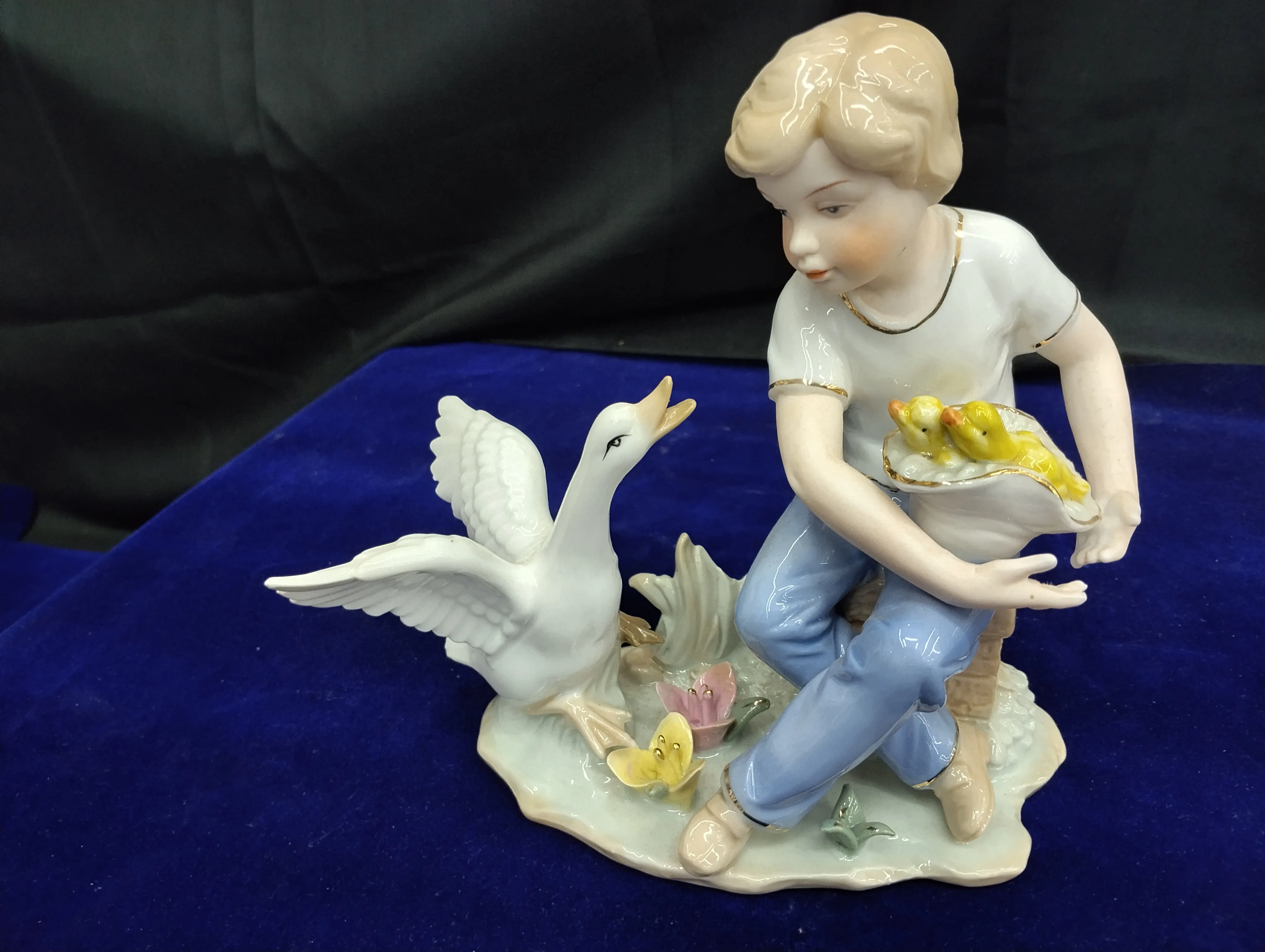 Porcelain Boy and Ducklings Figurine view 2