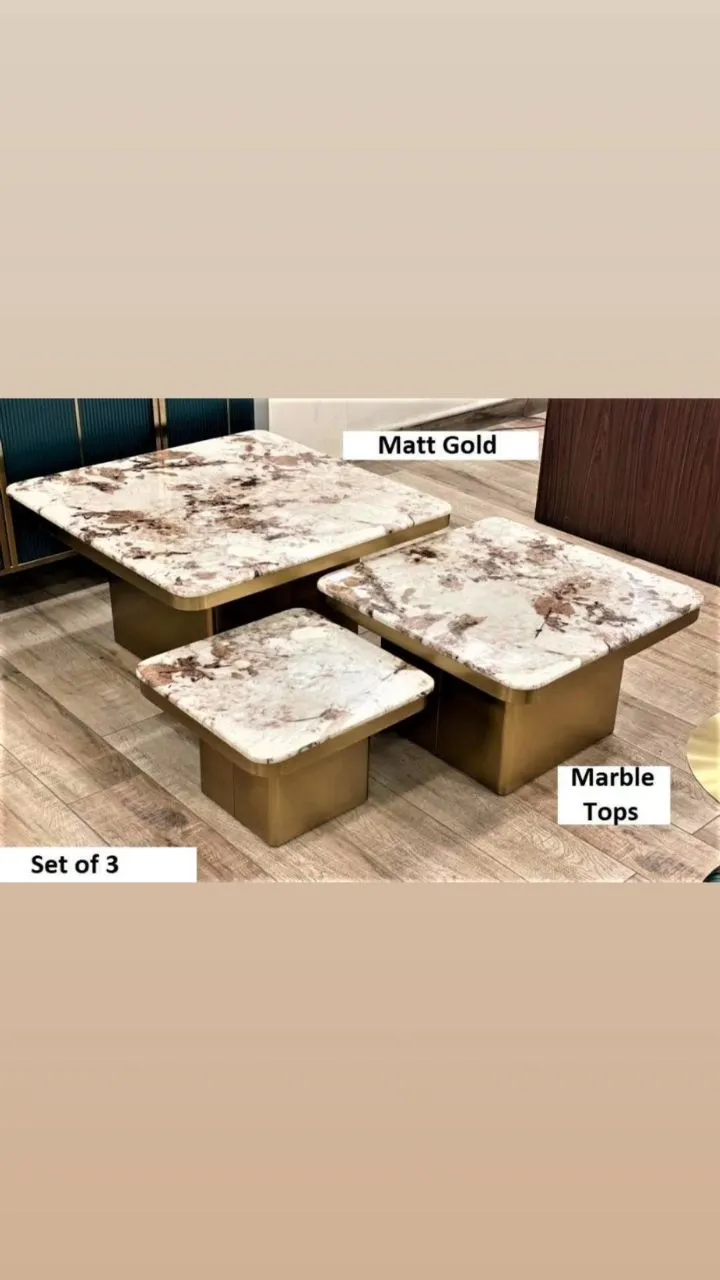Matt Gold Finish Marble Top Three Pic Set