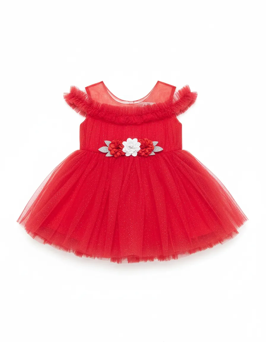Kid n Kids Red Party Dresss view 2