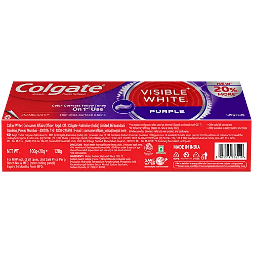 Colgate Visible White Purple Toothpaste 120 g view 2