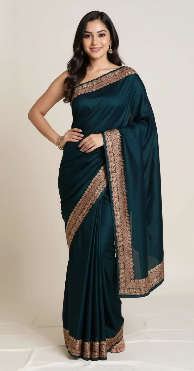 Elegant Green Saree view 6