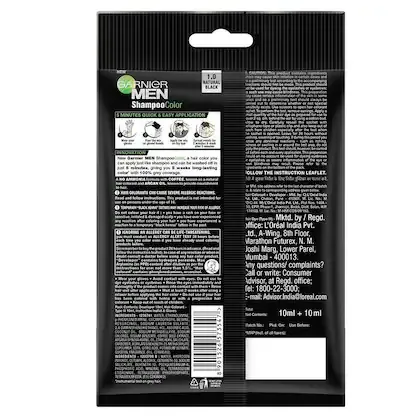 Garnier Men Shampoo Based Hair Color Natural Black 20 ml view 2