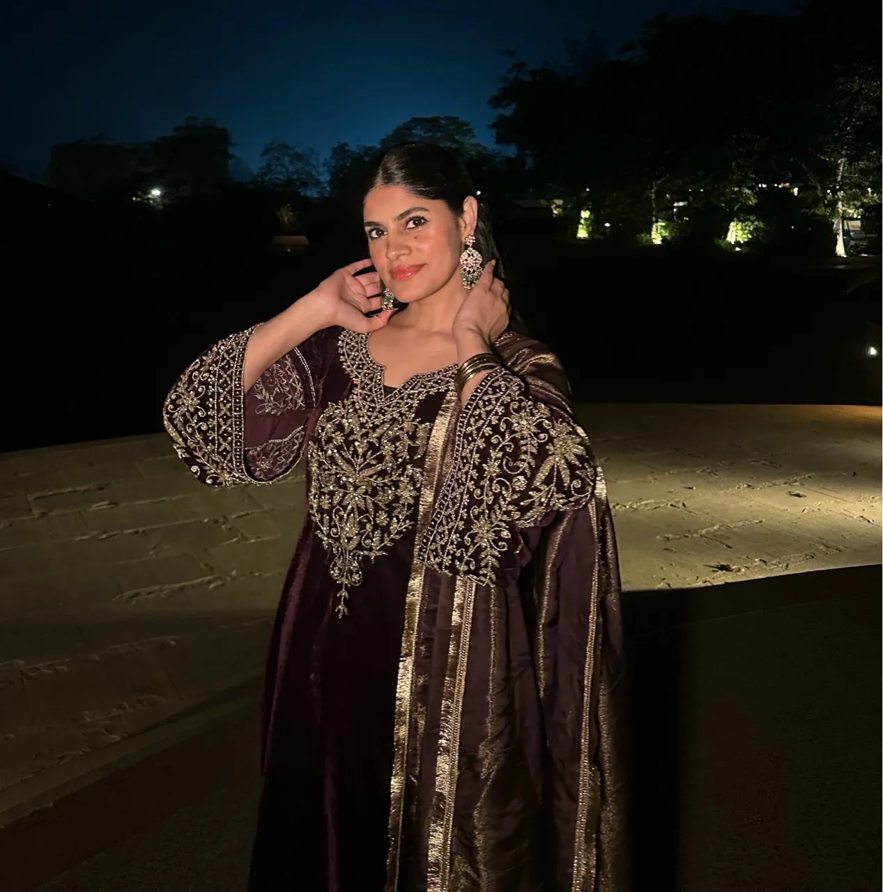 ‘Husnara’ Hand embroidered Velvet Suit