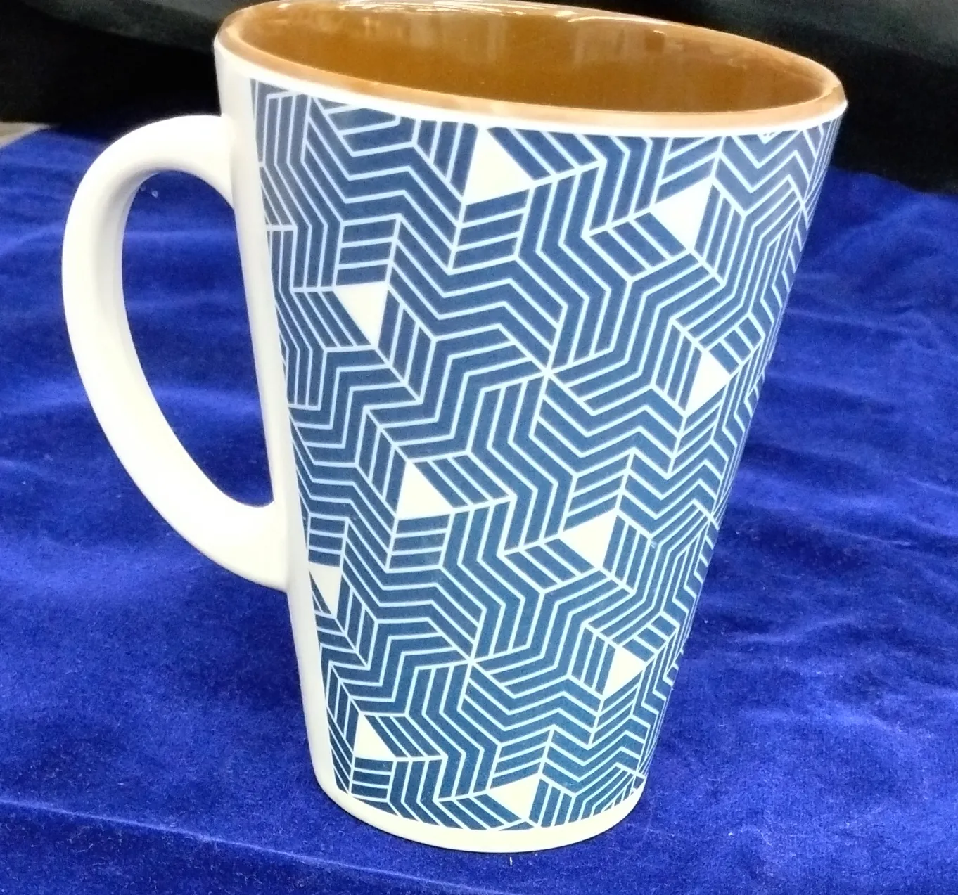 Geometric Blue Patterned Mug view 2