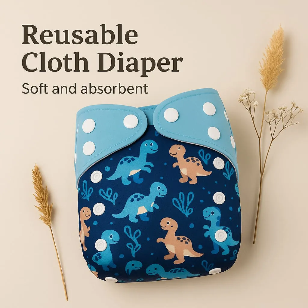 Reusable Cloth Diaper Dino view 2