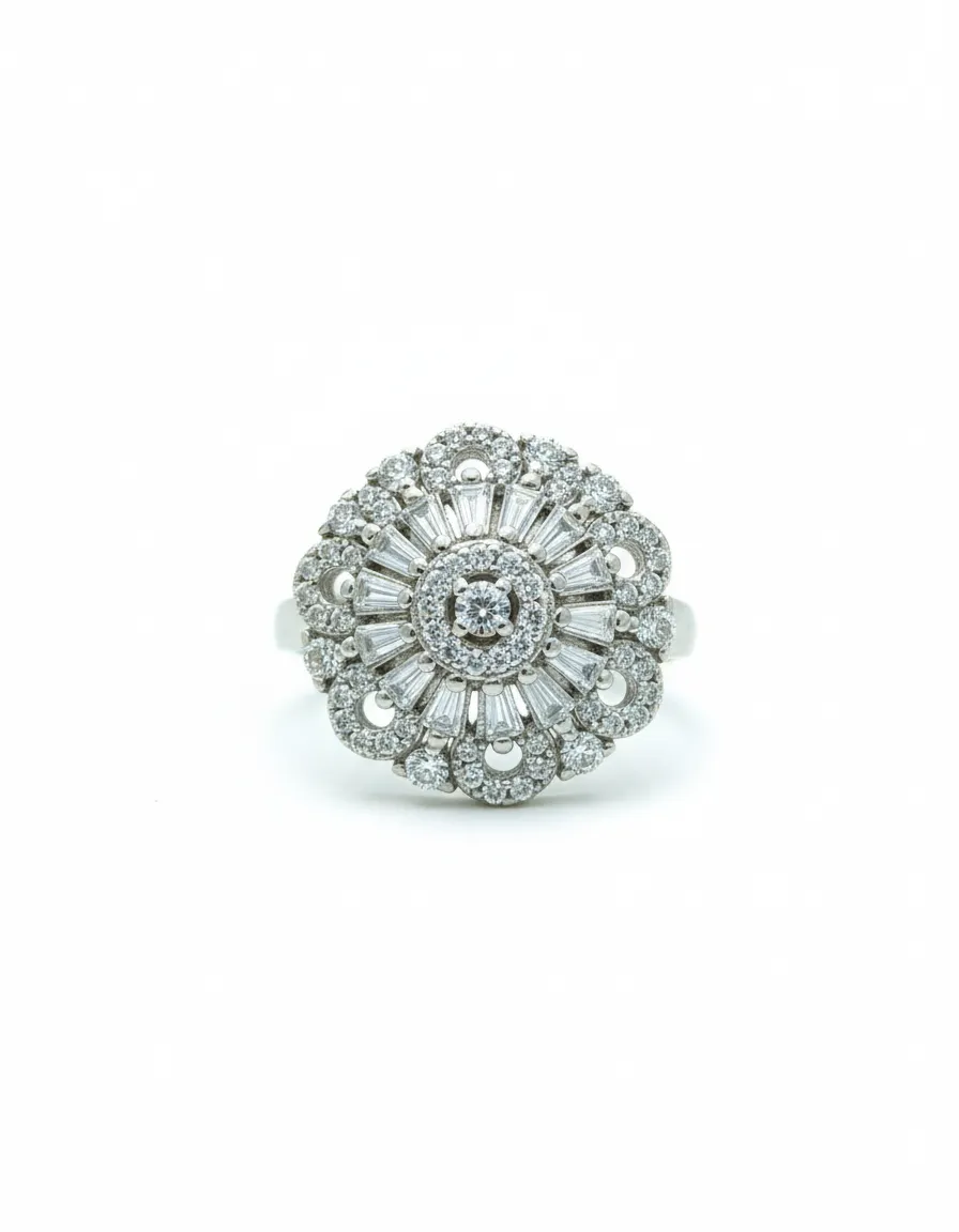 Diamond Look Silver Ring view 2