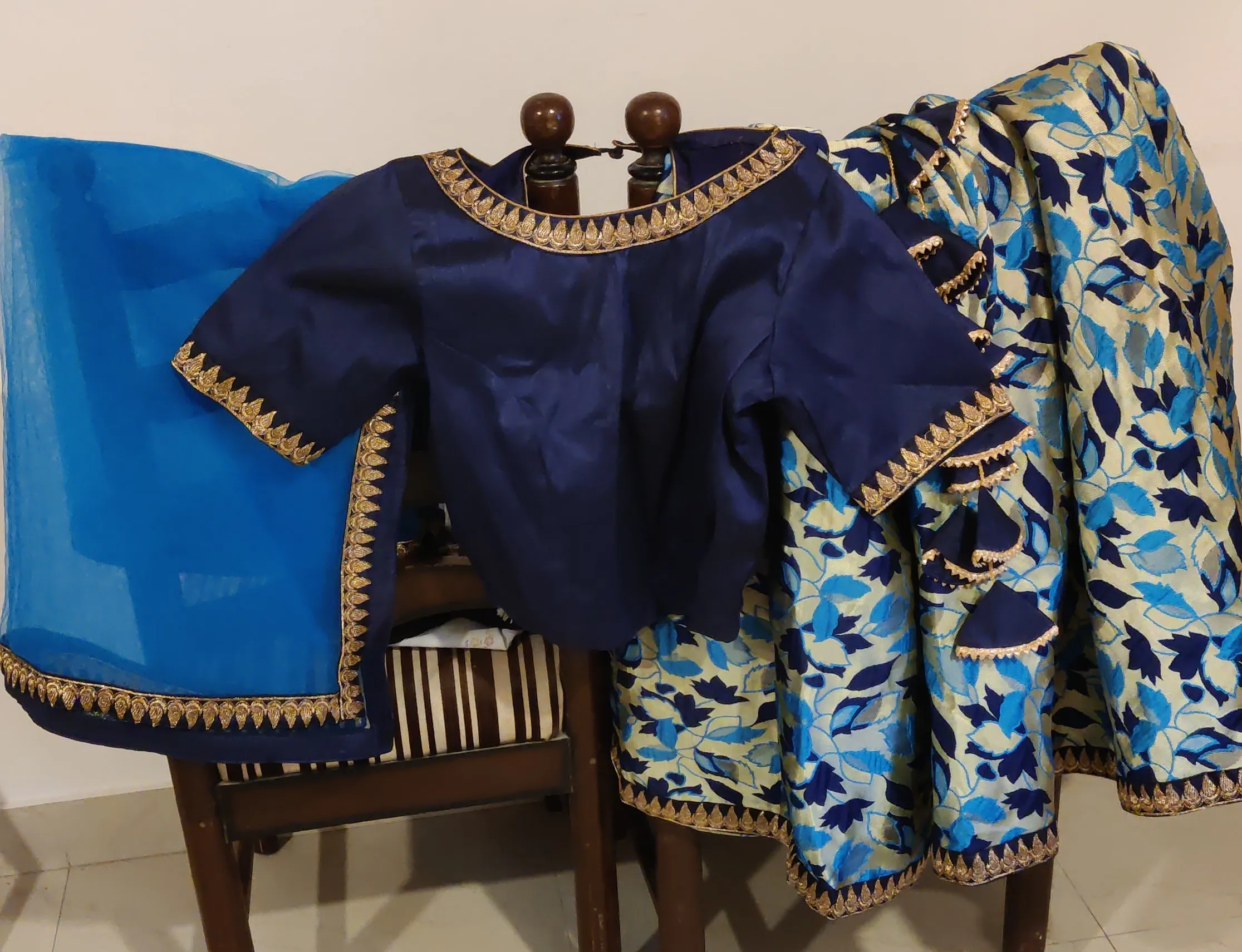 Embroidered Lehenga Blouse with Dupatta view 2