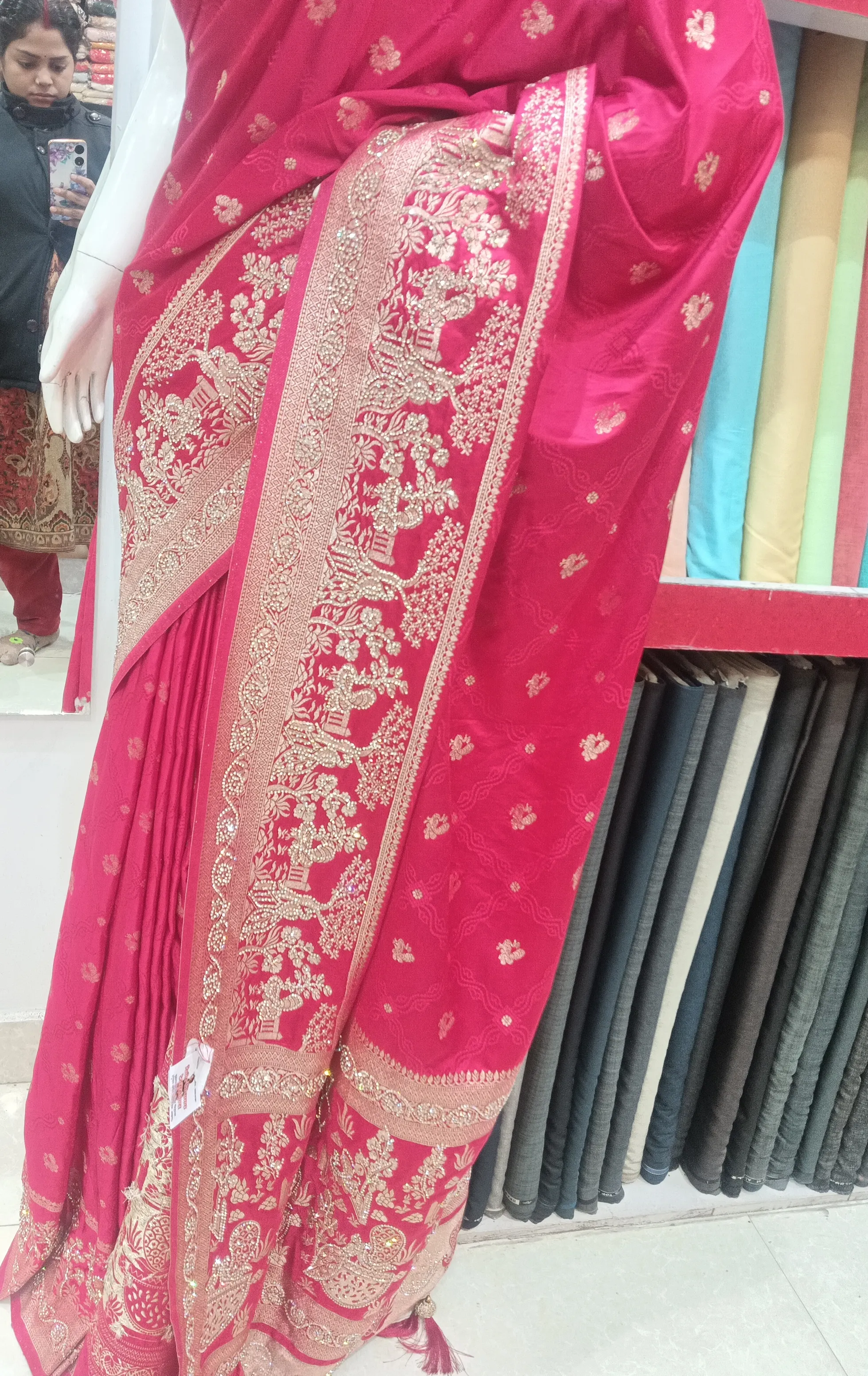 Embroidered Pink Saree view 3