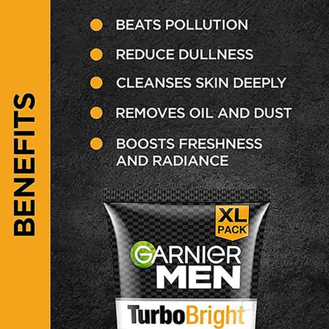 Garnier Men Face Wash - Turbo Bright Anti-Pollution Double Action 100 g view 4