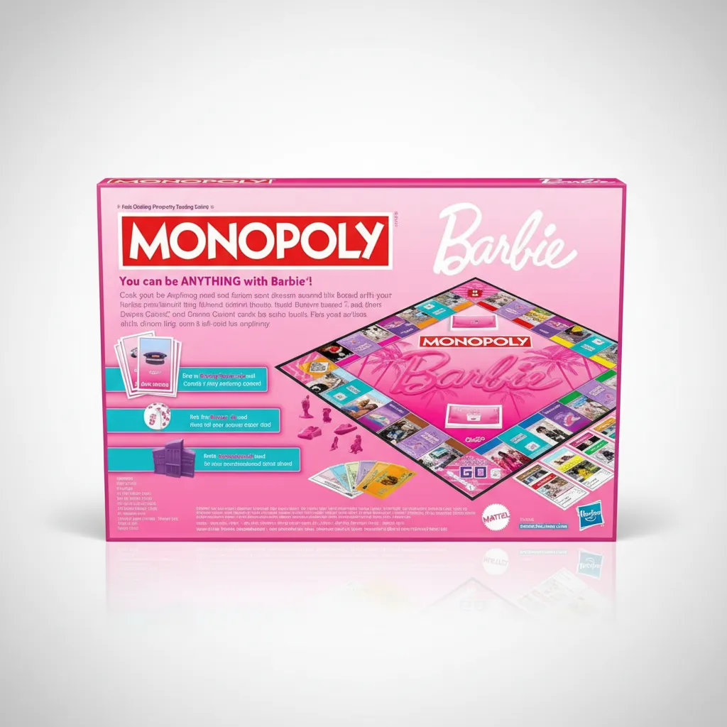 Monopoly: Barbie Edition Board Game, Ages 8+, 2-6 Players, Fun Family Games for Kids and Adults, with 6 Barbie-Themed Pink Zinc Tokens, Kids Gifts view 3