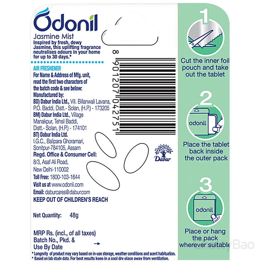 Odonil Bathroom Air Freshener Blocks - Jasmine Mist 48 g view 2