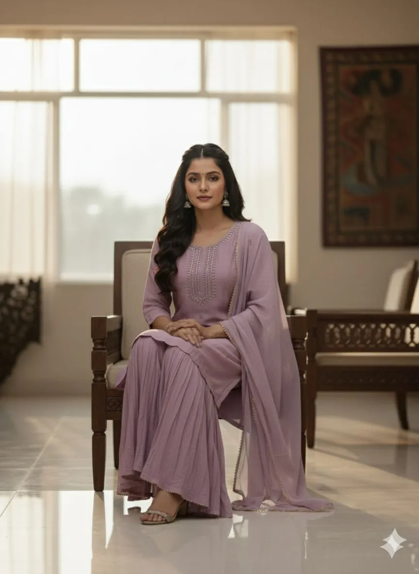 Lavender Salwar Suit view 2