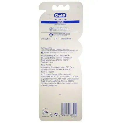 Oral B Pro Health Criss Cross Charcoal Sensitive Ultra Soft Toothbrush (Pack of 3) view 2