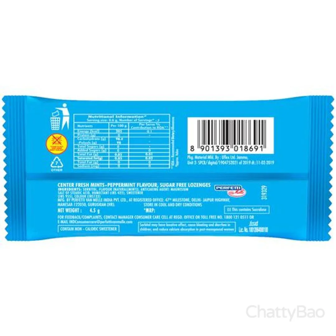 Center Fresh Mints - Peppermint Flavour 15 Pcs 4.5 g view 2