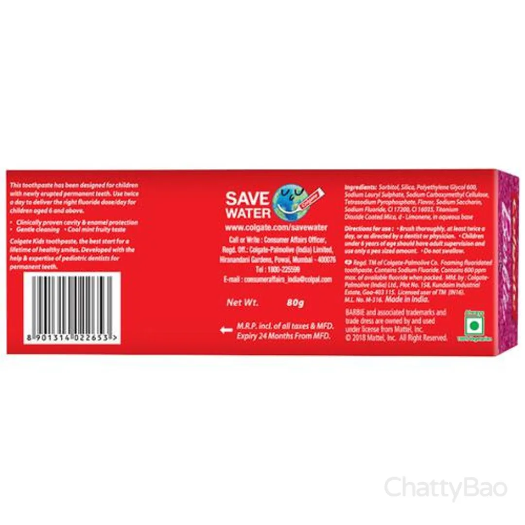 Colgate Kids Toothpaste - 6+ Years Strawberry Barbie 80 g view 2