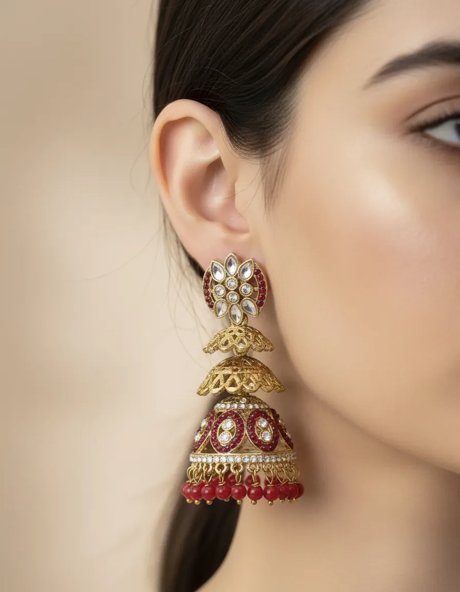 Gold-Tone Jhumka Earrings