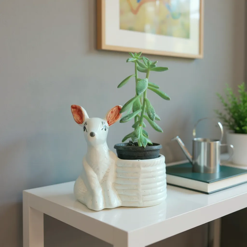 Decorative Animal Planter with Succulent Plant