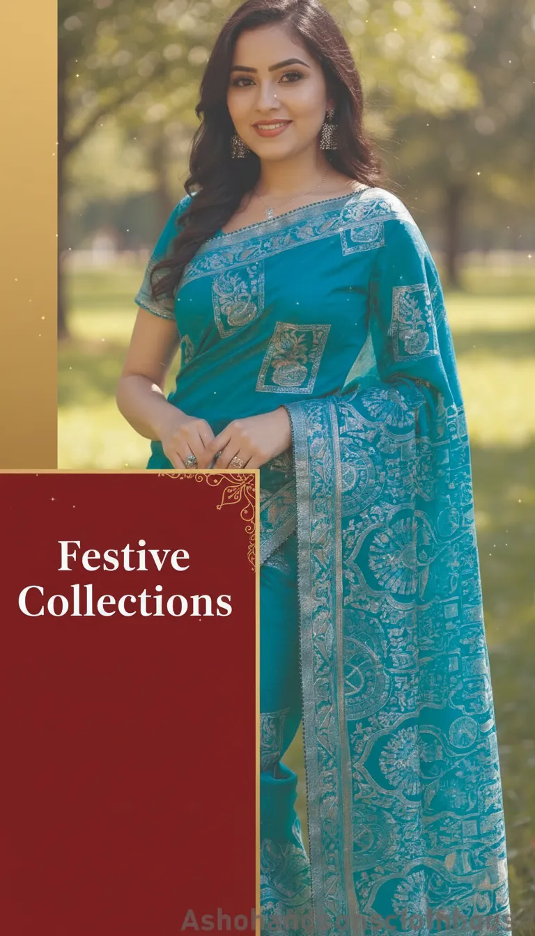 Elegant Teal Saree view 2