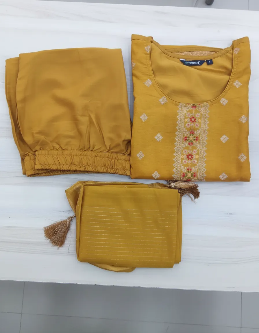 Mehendi Embroidered Kurti Set view 2