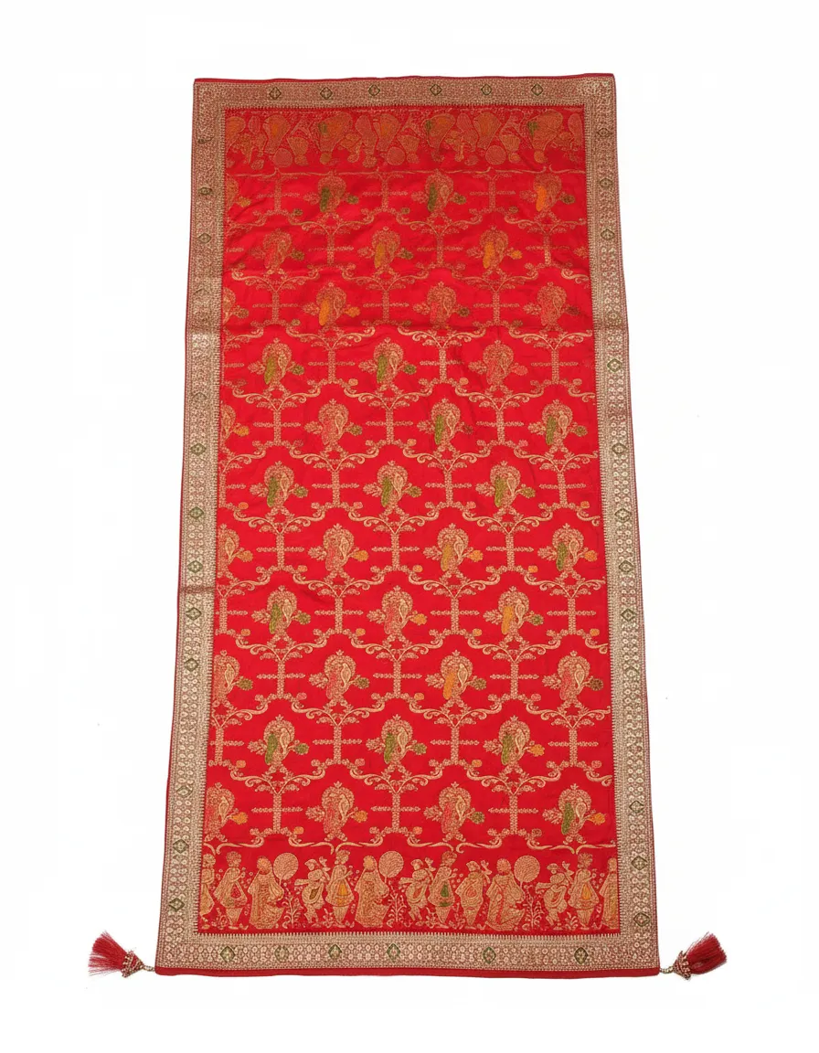 Red Embroidered Saree view 2