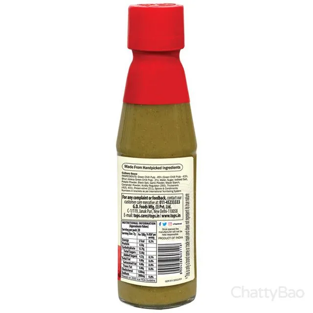 Tops Bhut Jolokia Green Chilli Sauce 200 g view 2