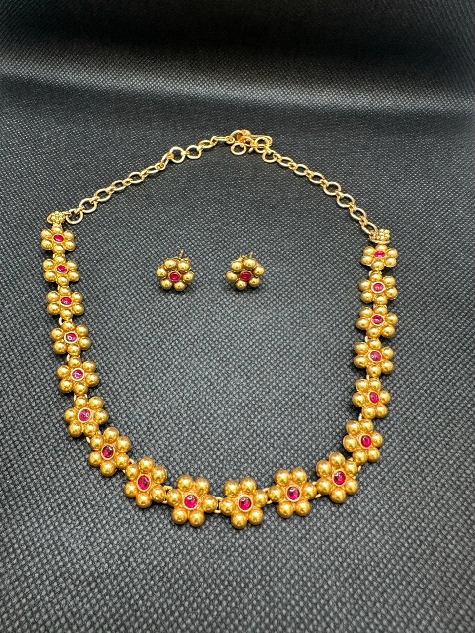 Golden Floral Necklace Set