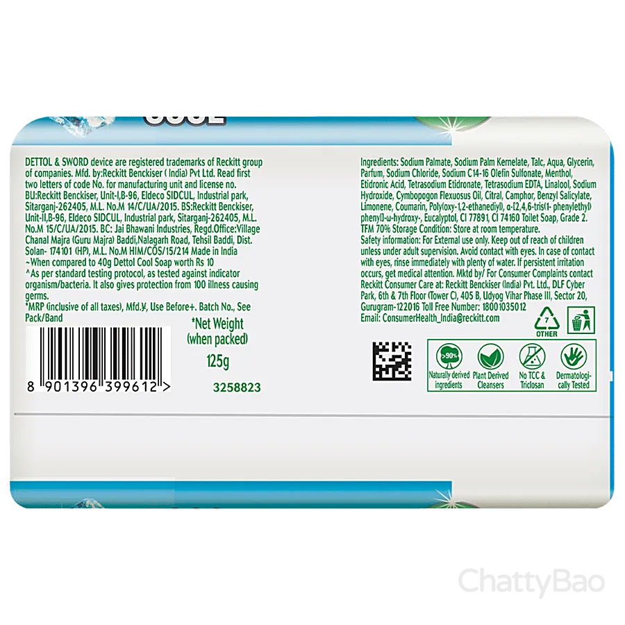 Dettol Intense Cool Soap Bar 125 g (Pack of 4) view 2