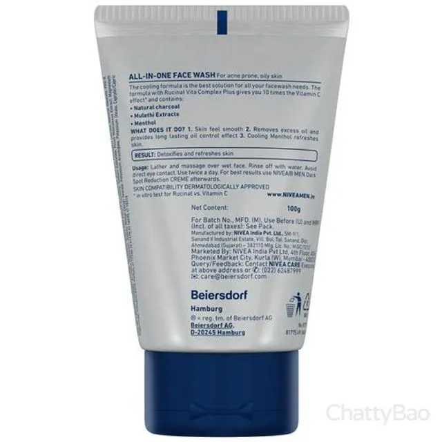 Nivea Men All In One Face Wash Charcoal 100 ml view 2