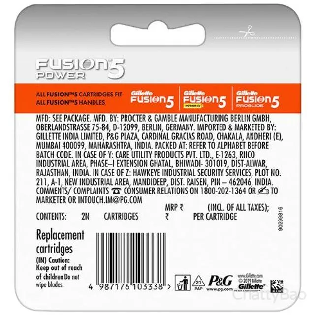 Gillette Fusion5 Power Blades / Cartridges 2 Pieces view 2