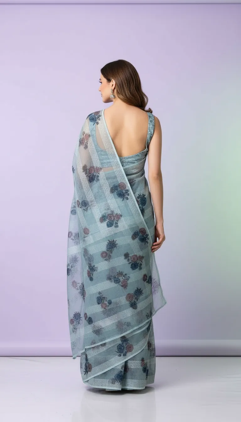 Designer Floral Saree view 2