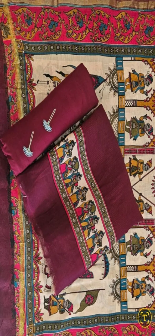 Traditional Maheshwari Unstiched Set view 2