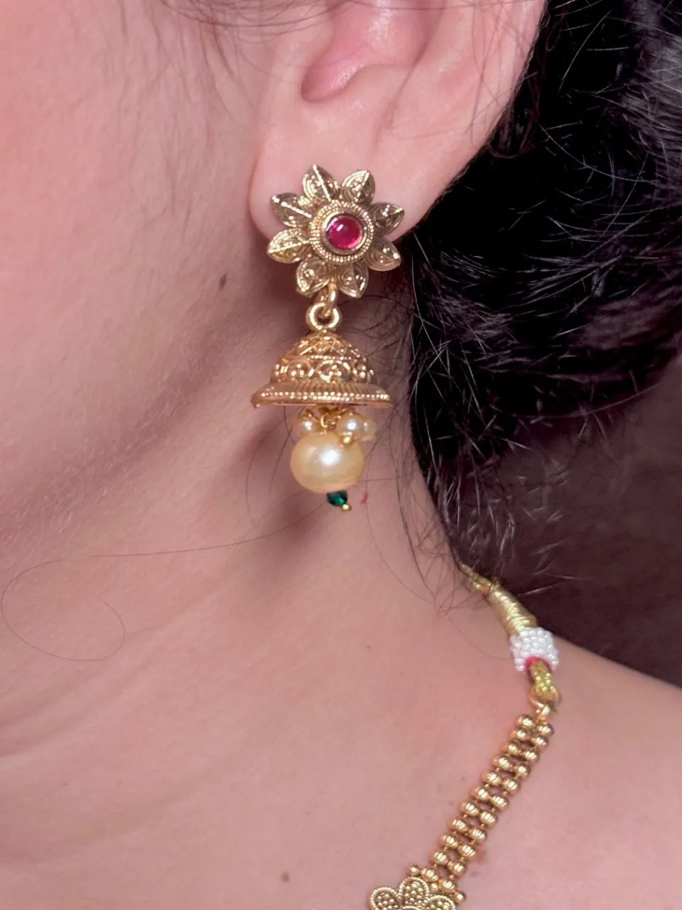 Traditional Temple Earring view 2