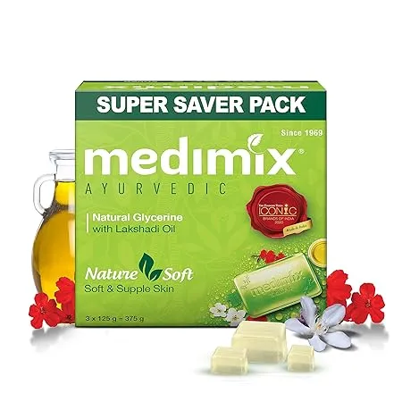 Medimix Ayurvedic Natural Glycerine Bathing Bar (Pack of 3 x 125 g each) view 2