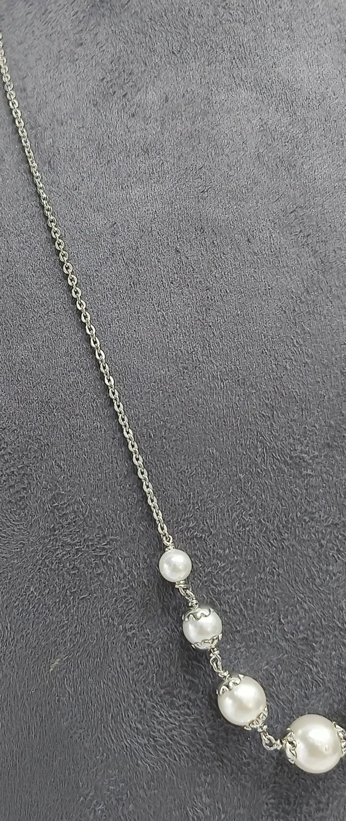 Silver Pearl Necklace (AVSNK-02) view 3