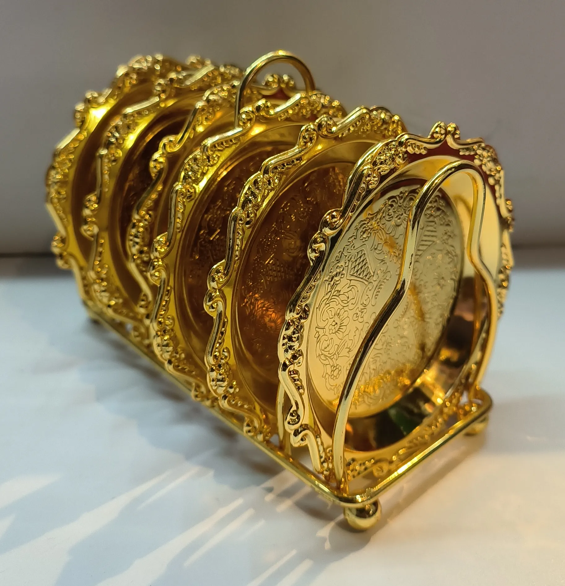 German Silver Tea Coaster Set view 2