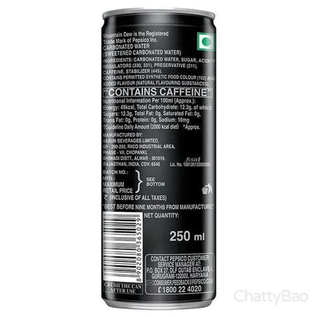 Mountain Dew Soft Drink Can 250 ml view 2