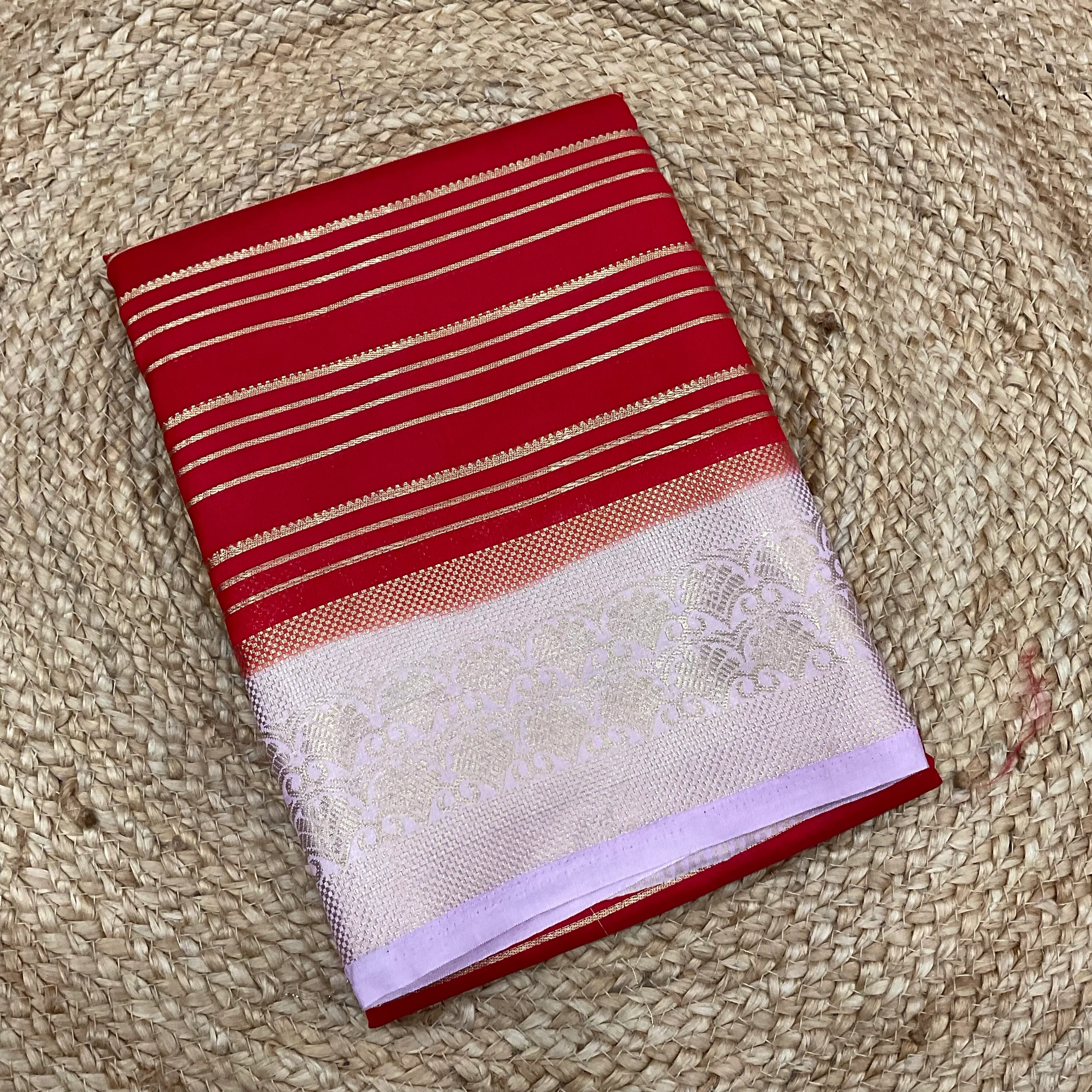 Red and White Saree view 2