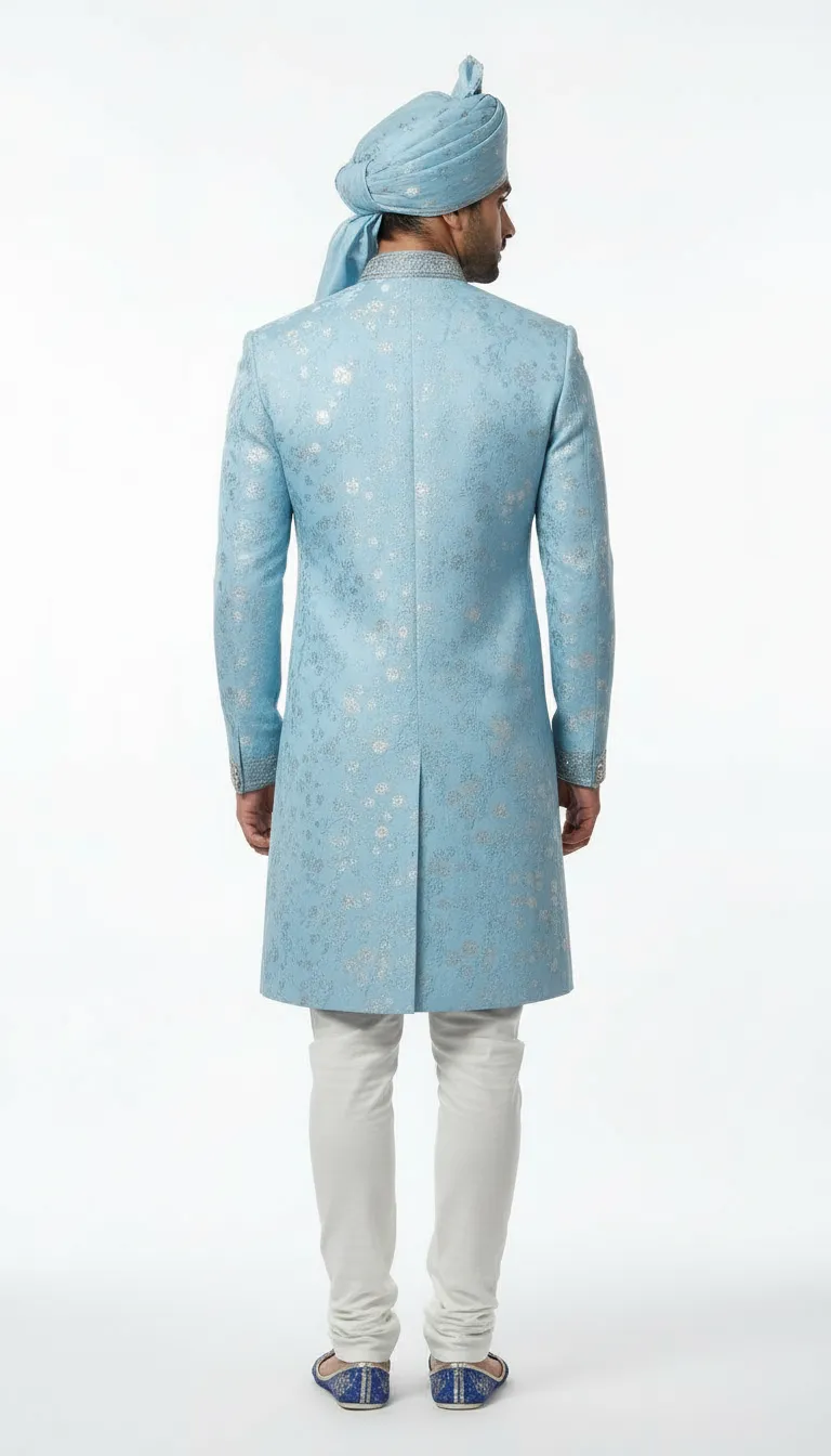 Designer jacquard  Sherwani view 7