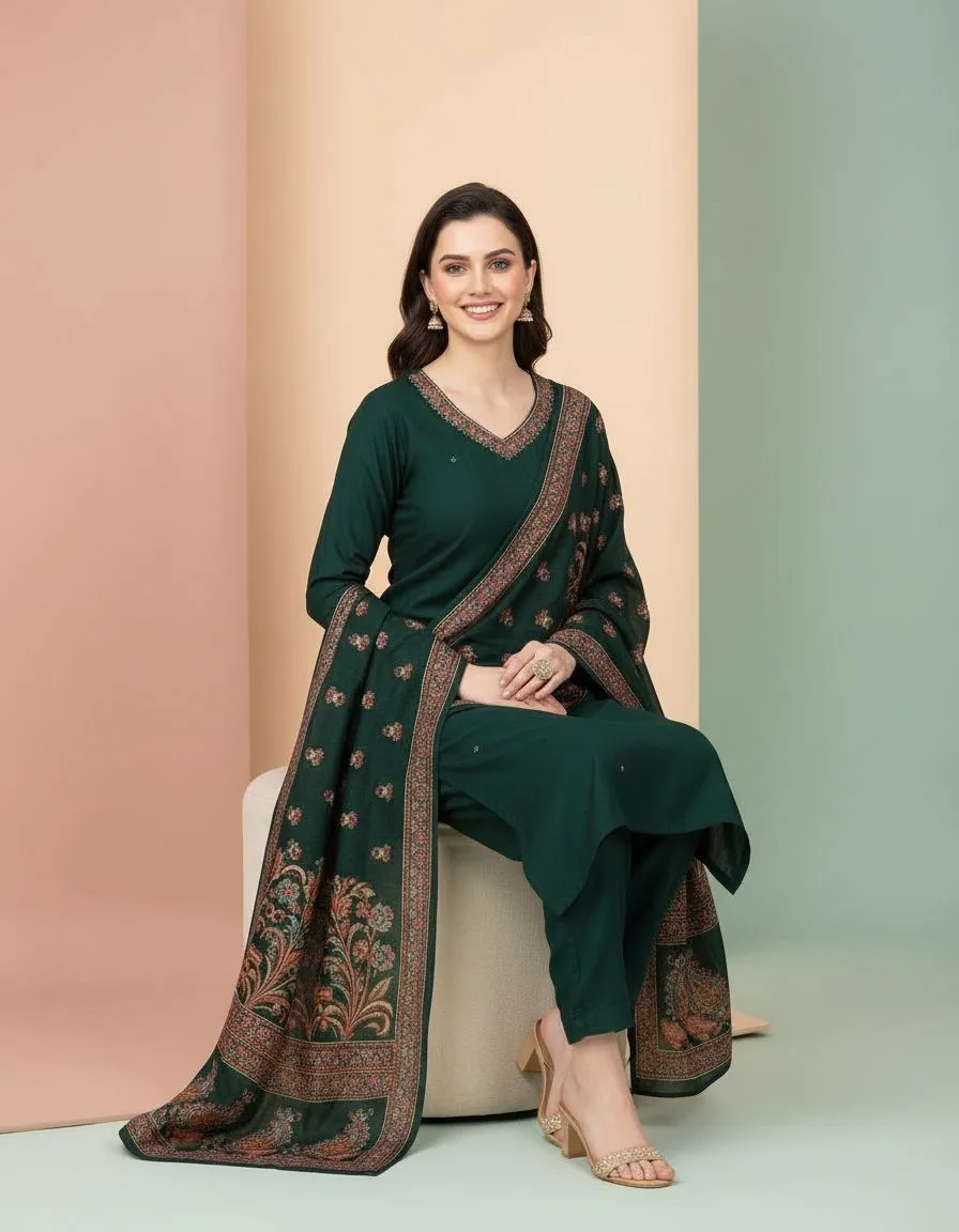 Embroidered Green Salwar Kameez view 2