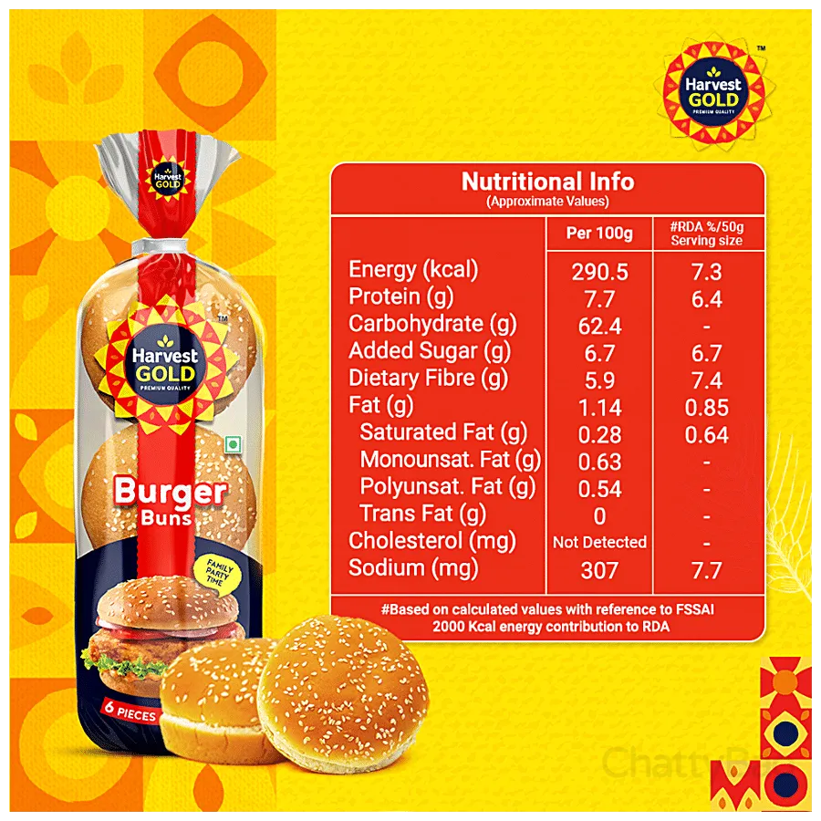 Harvest Gold Burger Buns 300 g 6 Pieces view 3
