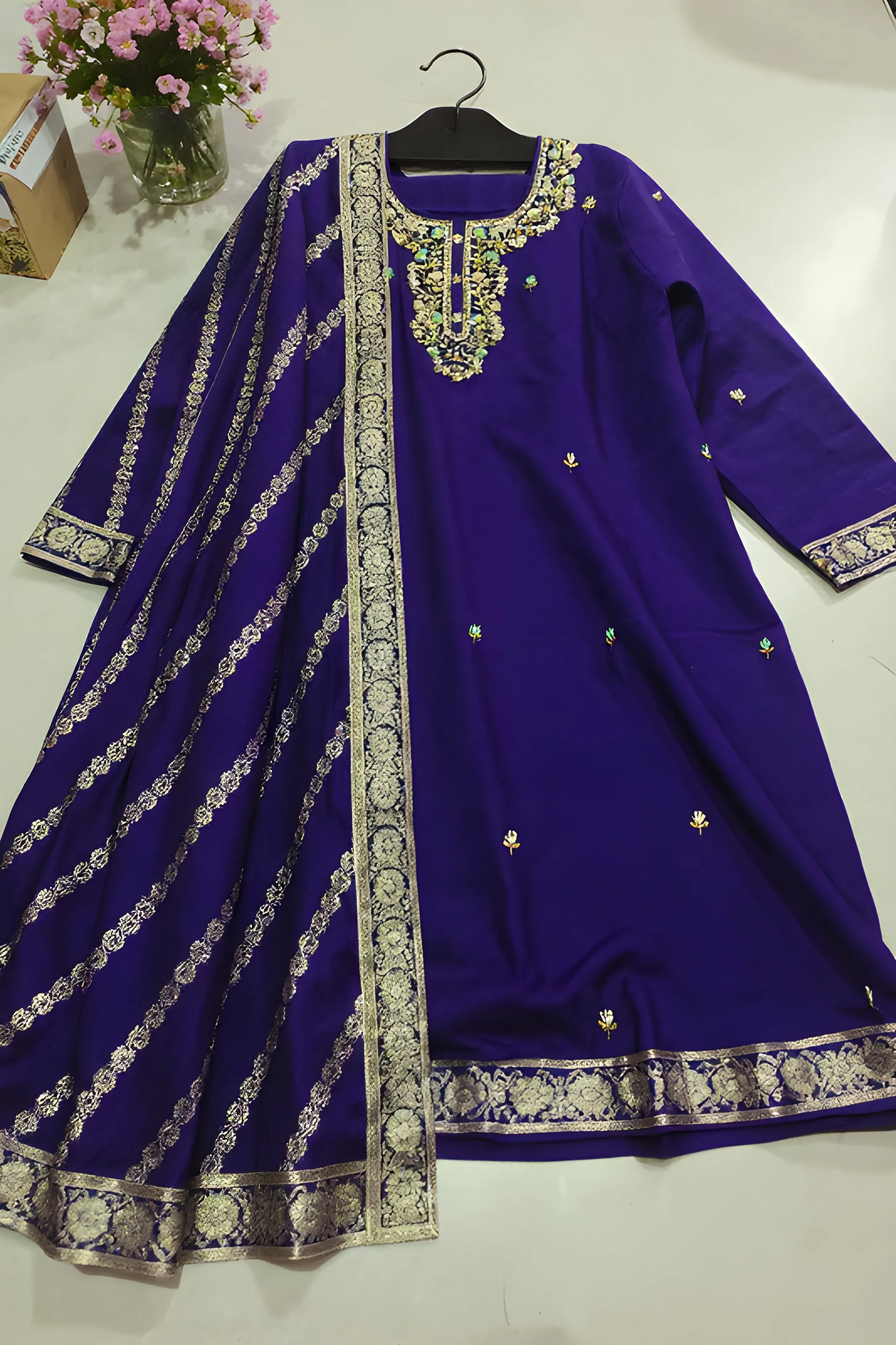 Royal Blue Embroidered Salwar Suit view 2