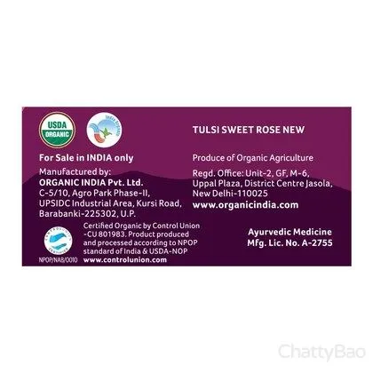 Organic India Tulsi Sweet Rose Tea Bags (Pack of 25) view 4