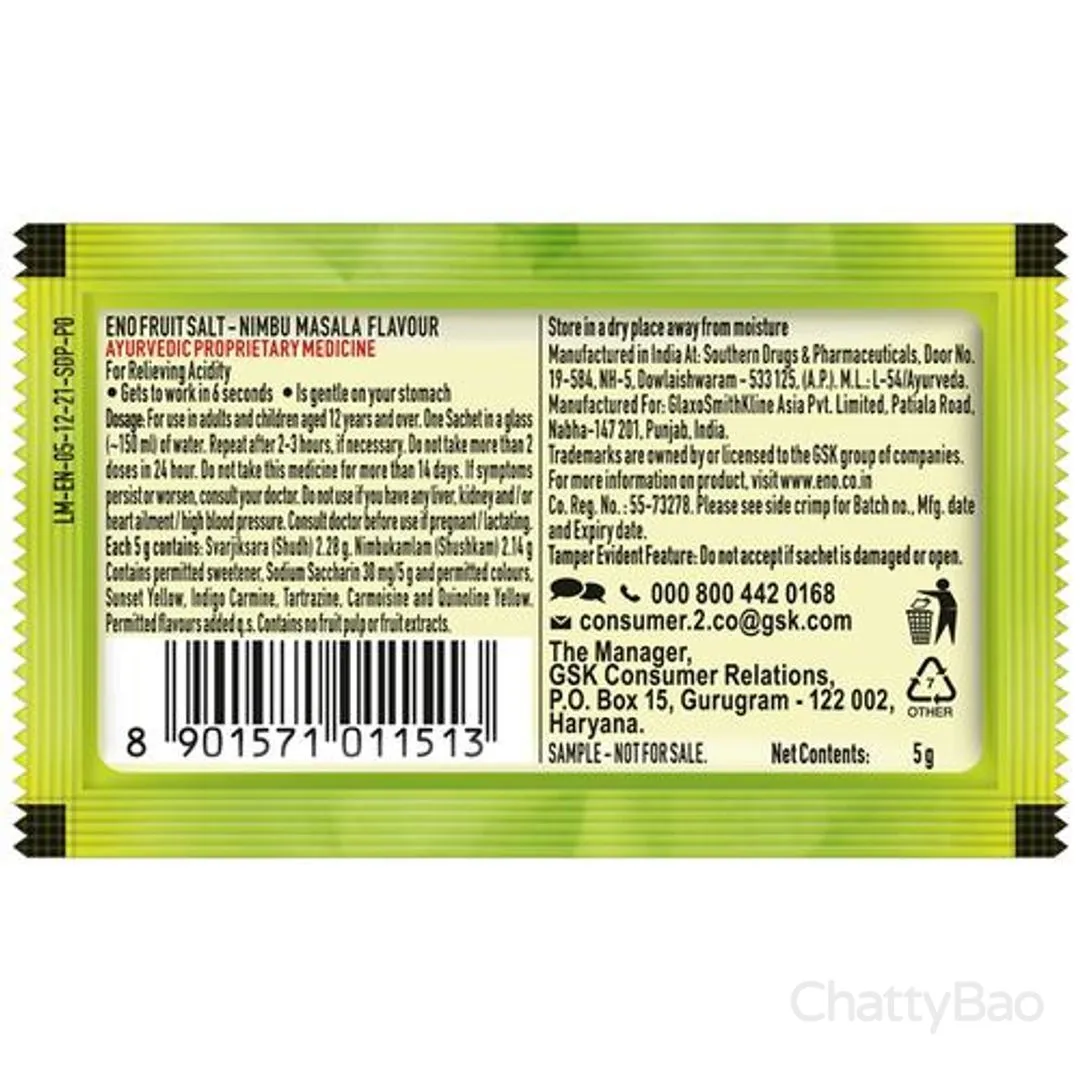 Eno Digestive Anatacid - Nimbu Masala Flavour 5 g view 2