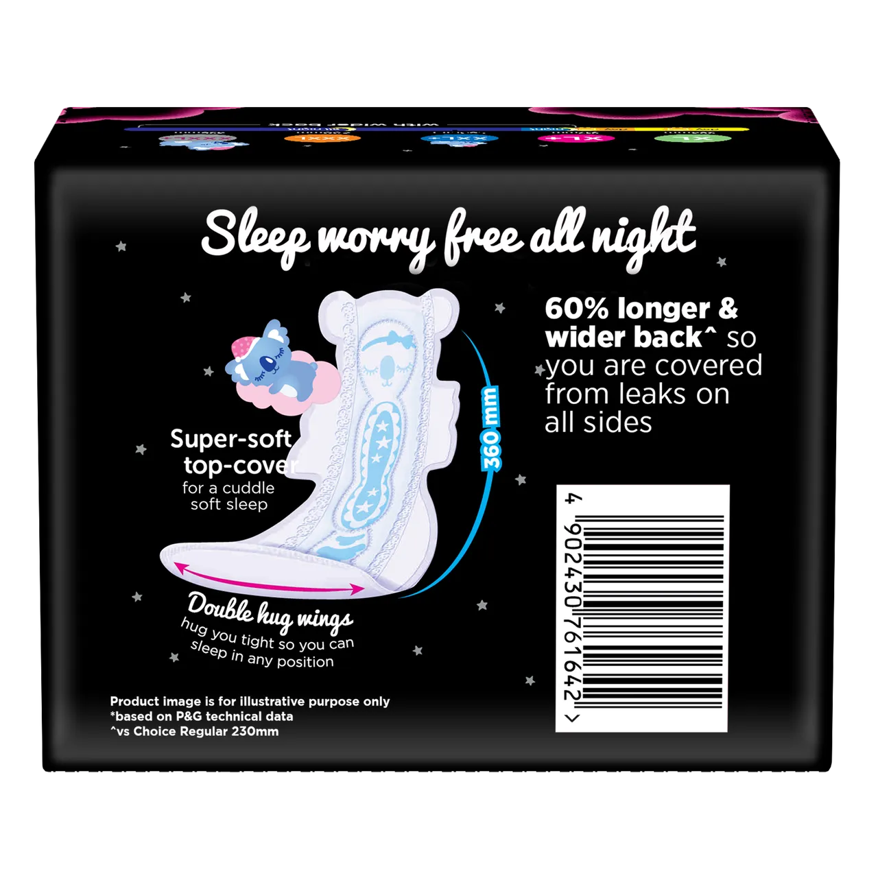 Whisper Bindazzz Nights Sanitary Pads for Women - XXL+ 10 Pieces view 2
