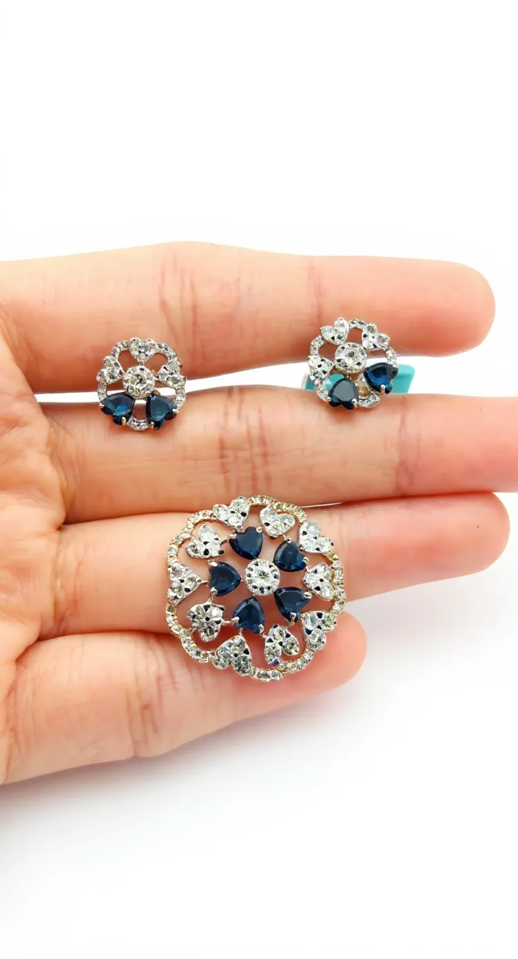 Sapphire and Diamond Earrings view 2